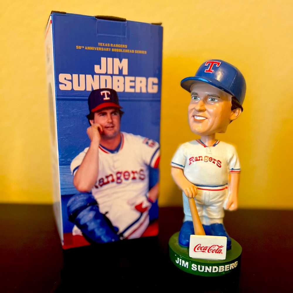 (2) Jim Sundburg Bobbleheads Texas Rangers SGA 4/30 50th Anniversary